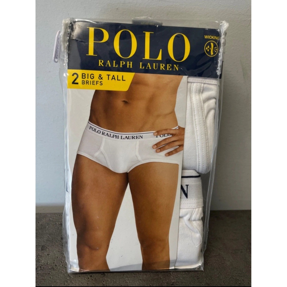 Polo Ralph Lauren Men's Big & Tall Size 4X (54-56) Briefs 2 Pack White Underwear